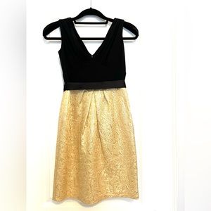 Beautiful Black and Gold Brocade Max and Cleo dress - size 2